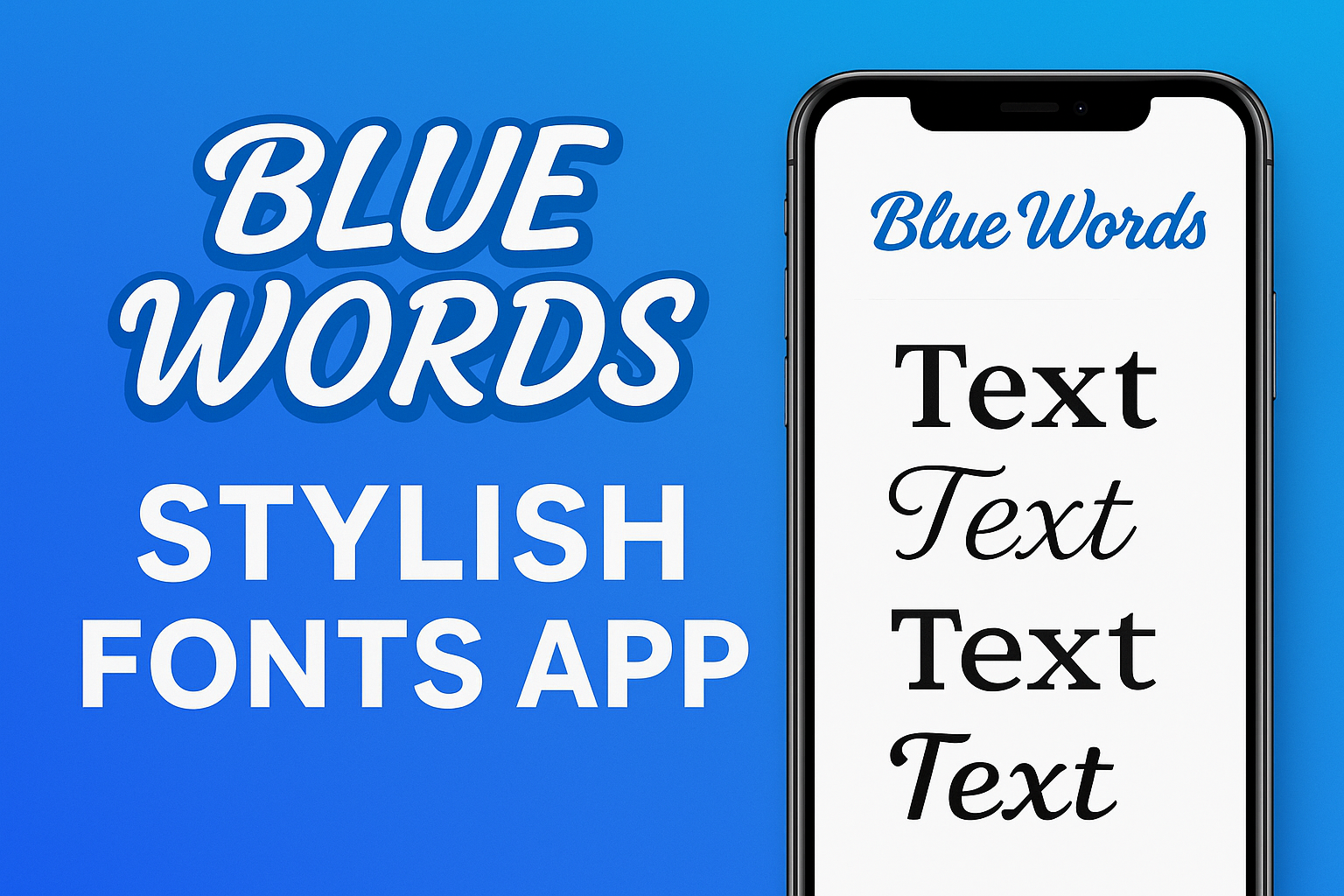 Blue Words Stylish Fonts Text App Download – Make Your Texts Attractive
