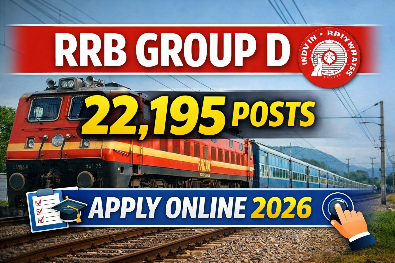 RRB Group D Recruitment 2026 Apply Online for 22,195 Level-1 Posts
