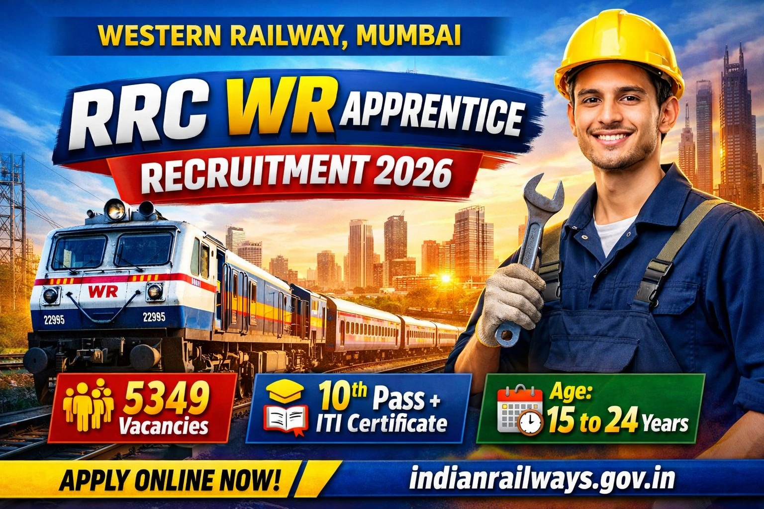 Railway RRC WR Apprentice Recruitment 2026 – Apply Online for 5349 Western Railway Apprentice Posts