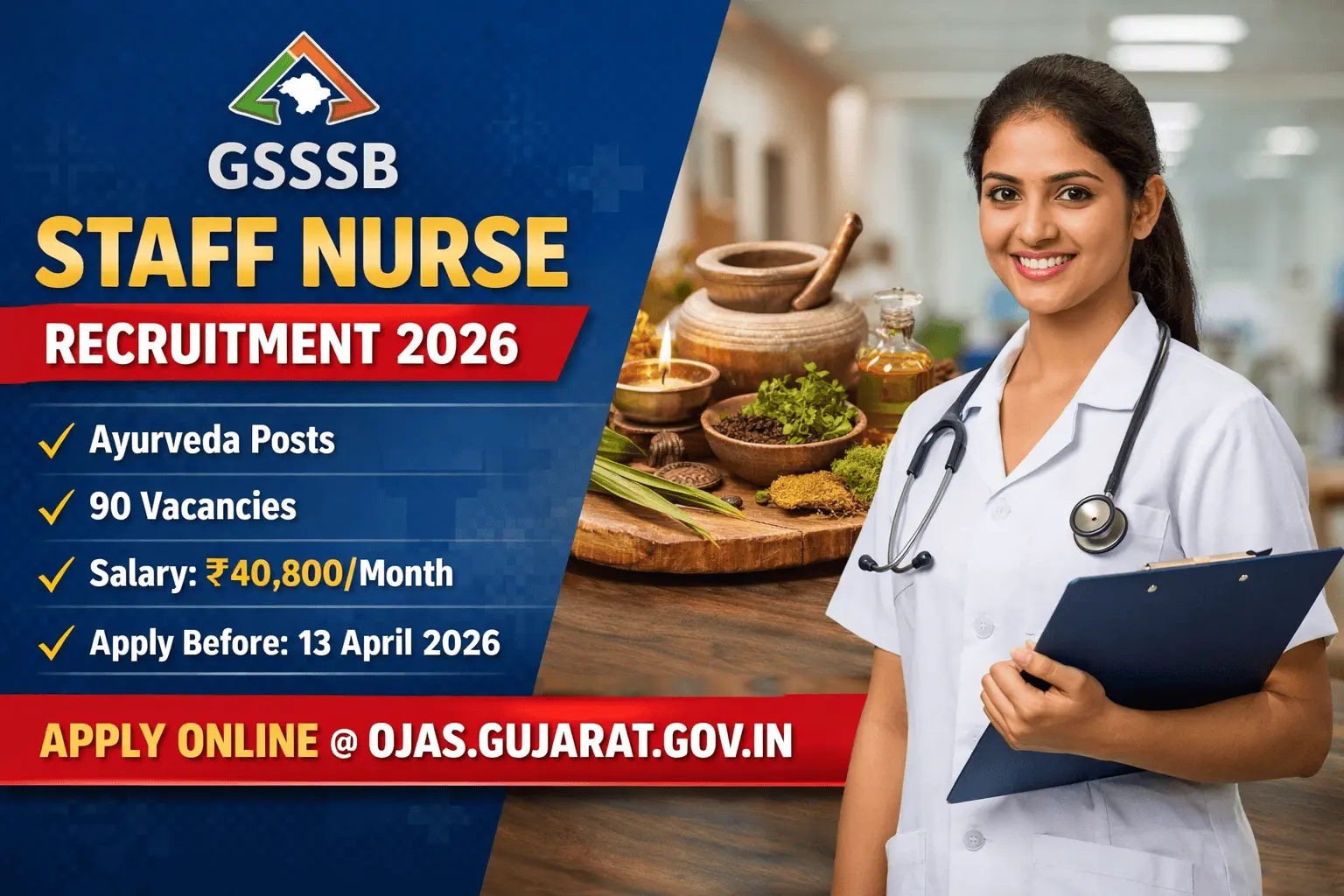 GSSSB Staff Nurse Recruitment 2026 Apply Online – Complete Powerful Guide for Ayurveda Posts