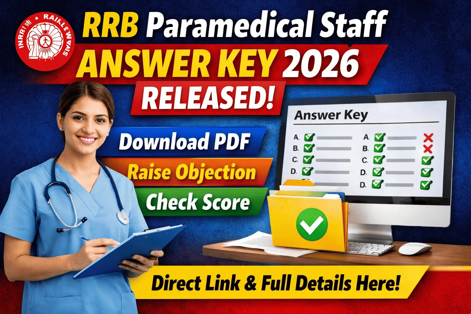 RRB Paramedical Staff Answer Key 2026 download link and response sheet check online