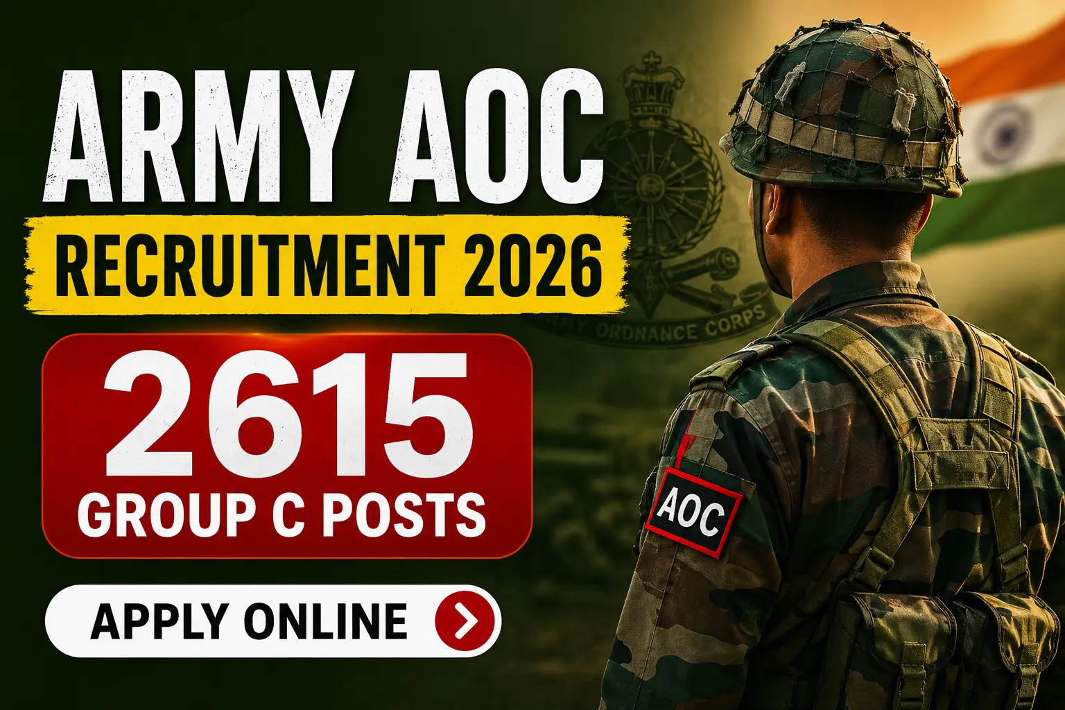 Army AOC Recruitment 2026 for 2615 Group C Posts